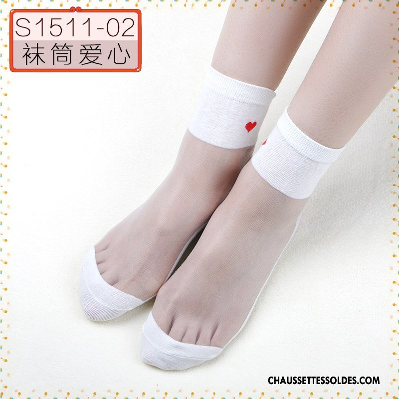 Bas Bas De Soie Femme Cristal L'automne Chaussette Anti-off Amour Chaussette De Noël Blanc