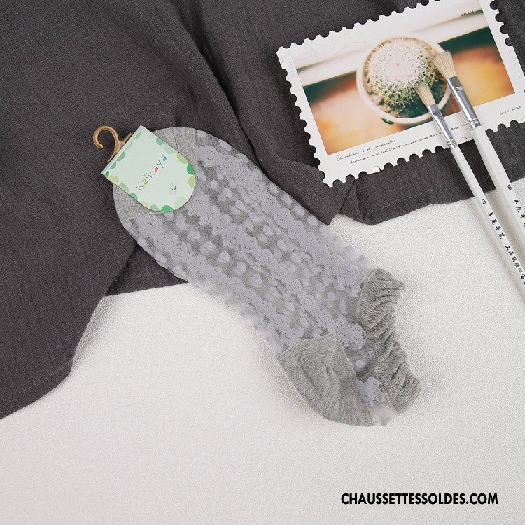 Bas Bas De Soie Femme Dame Absorber La Sueur Respirant Doux Chaussettes En Coton Chaussette Basse Coupée Gris
