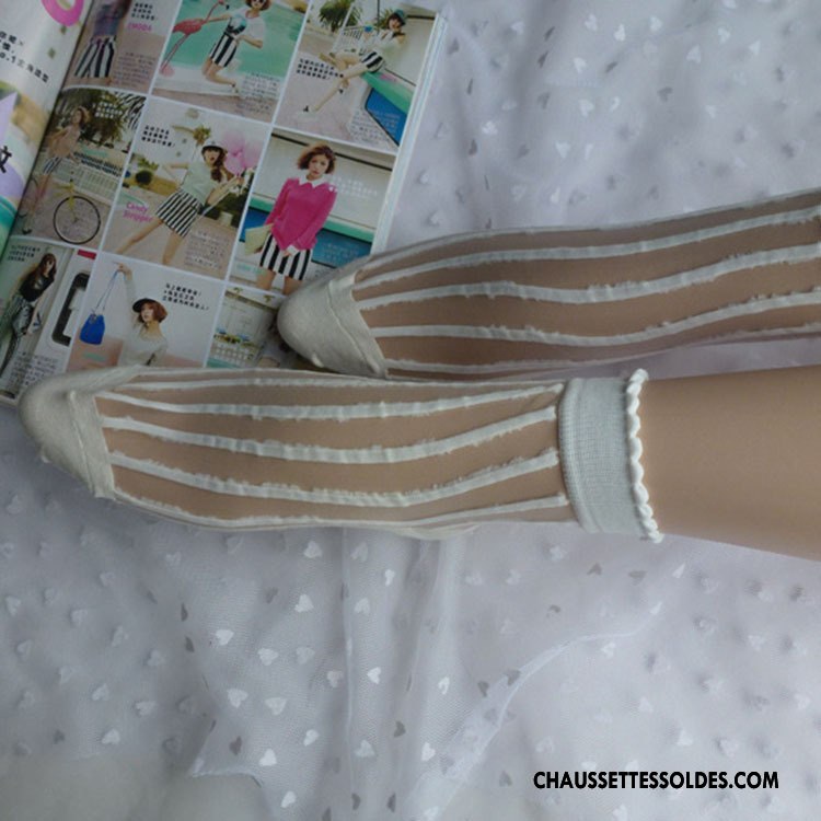 Bas Bas De Soie Femme Dame Chaussette De Noël Cristal Légère Adulte Rayé Bleu