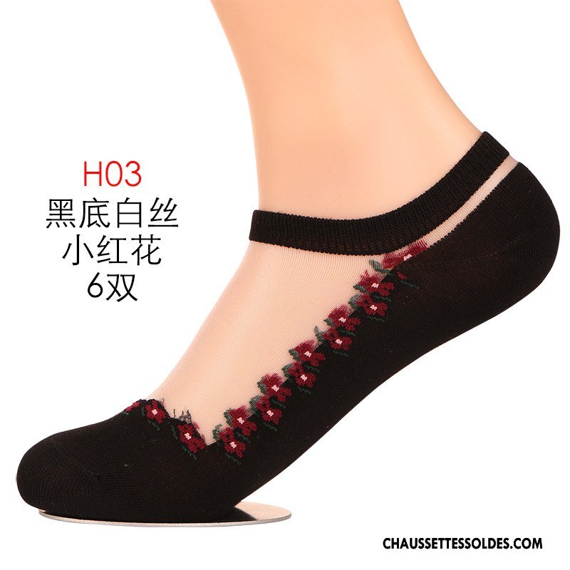 Bas Bas De Soie Femme Dame Mode Chaussettes En Coton Invisible Respirant Court Noir