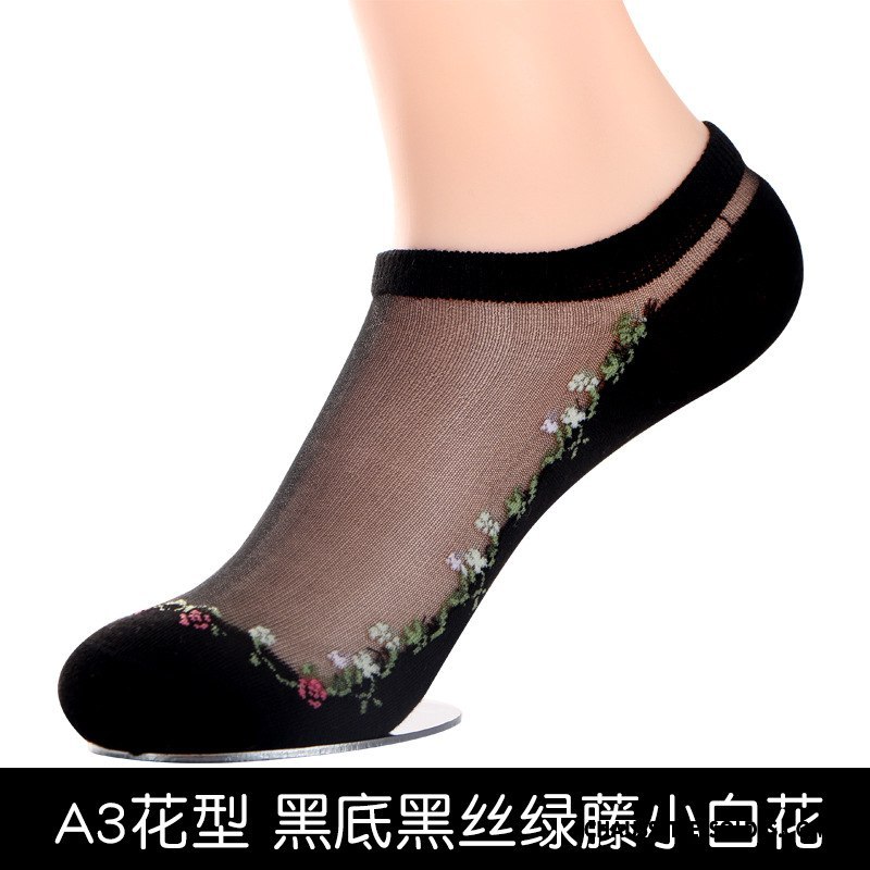 Bas Bas De Soie Femme Dame Mode Chaussettes En Coton Invisible Respirant Court Noir