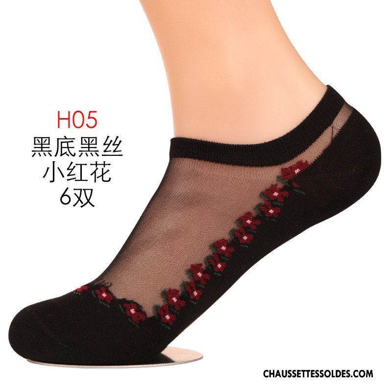 Bas Bas De Soie Femme Dame Mode Chaussettes En Coton Invisible Respirant Court Noir