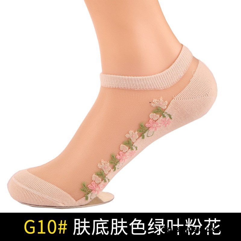 Bas Bas De Soie Femme Dame Mode Chaussettes En Coton Invisible Respirant Court Noir
