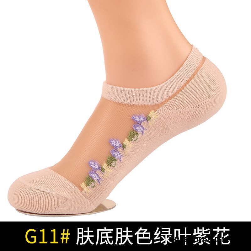 Bas Bas De Soie Femme Dame Mode Chaussettes En Coton Invisible Respirant Court Noir