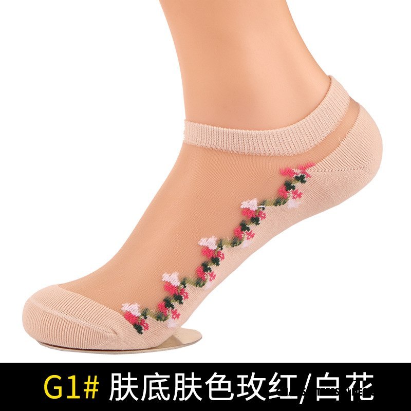 Bas Bas De Soie Femme Dame Mode Chaussettes En Coton Invisible Respirant Court Noir