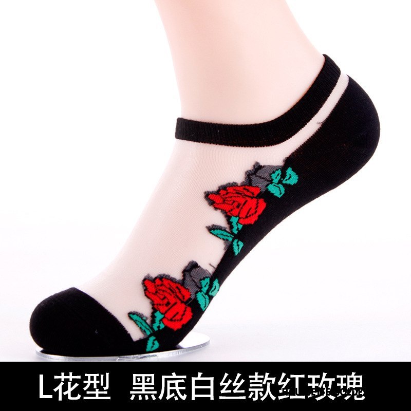 Bas Bas De Soie Femme Dame Mode Chaussettes En Coton Invisible Respirant Court Noir