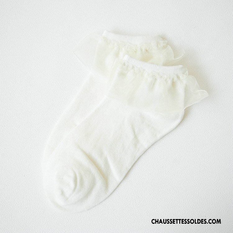 Bas Bas De Soie Femme Dame Printemps Chaussette Courte 100% Coton Dentelle Nouvelles Arrivées Noir
