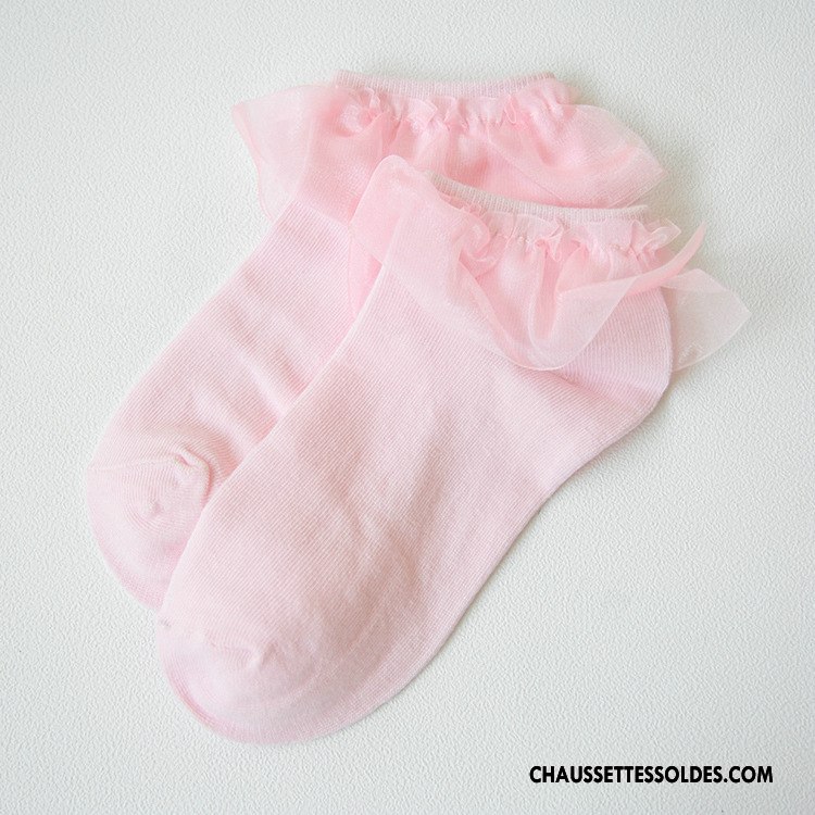 Bas Bas De Soie Femme Dame Printemps Chaussette Courte 100% Coton Dentelle Nouvelles Arrivées Noir