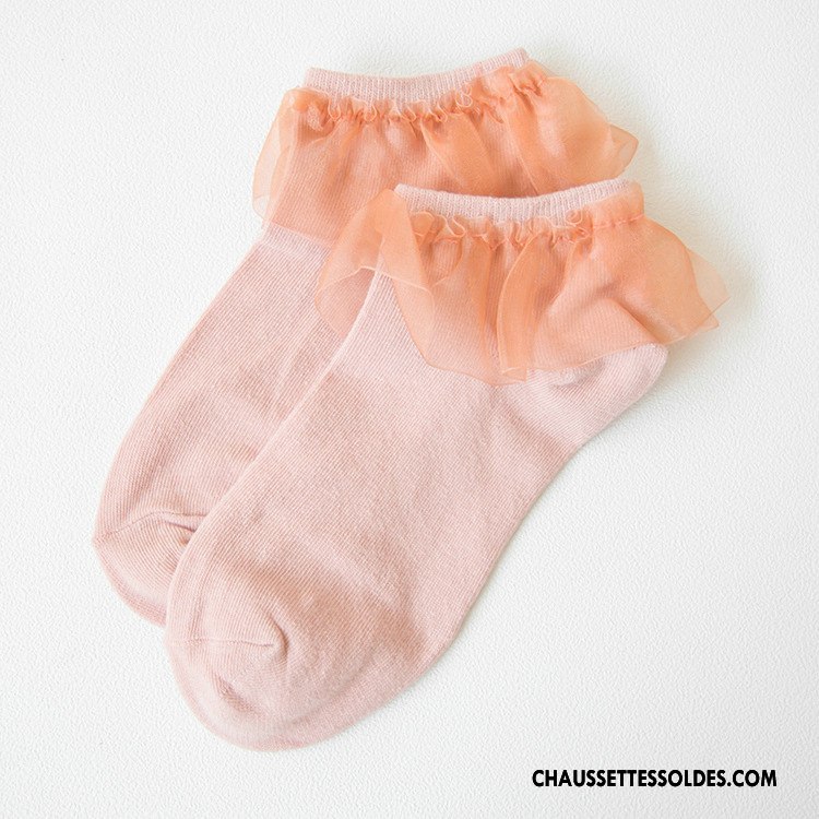 Bas Bas De Soie Femme Dame Printemps Chaussette Courte 100% Coton Dentelle Nouvelles Arrivées Noir