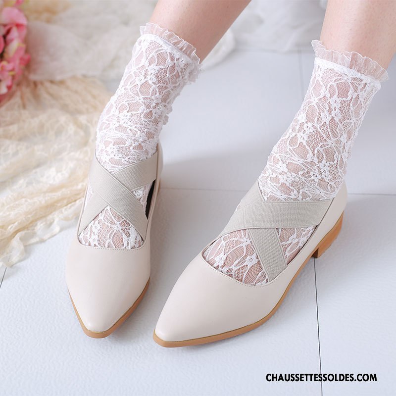 Bas Bas De Soie Femme Dentelle Chaussette Courte Yarn Petit Tempérament Blanc
