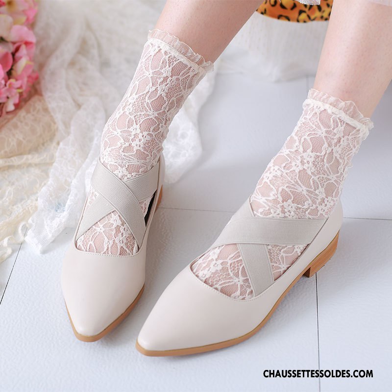 Bas Bas De Soie Femme Dentelle Chaussette Courte Yarn Petit Tempérament Blanc