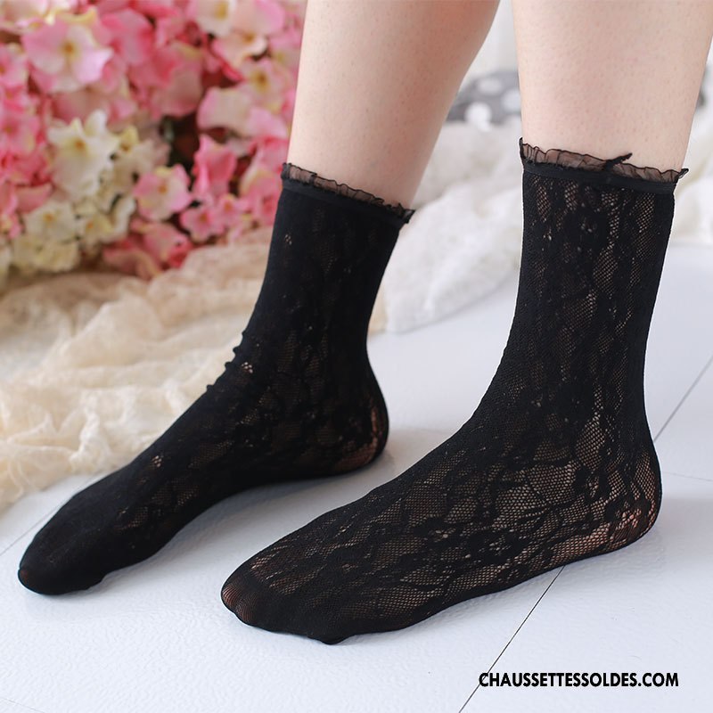 Bas Bas De Soie Femme Dentelle Chaussette Rétro Élève Nouvelles Arrivées Blanc