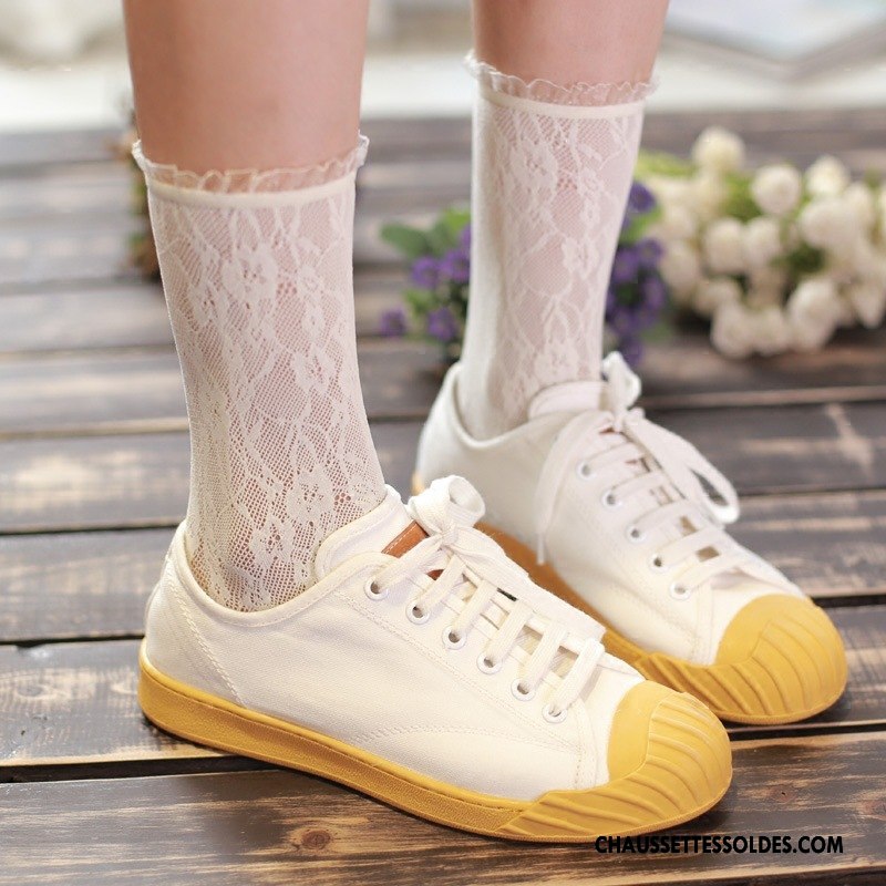 Bas Bas De Soie Femme Dentelle Chaussette Rétro Élève Nouvelles Arrivées Blanc
