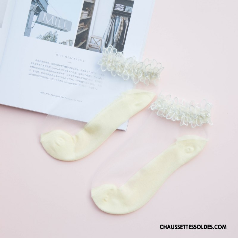 Bas Bas De Soie Femme Dentelle Légère Été Chaussette Basse Coupée Nouvelles Arrivées Antidérapant Couleurs De Bonbons Bordeaux