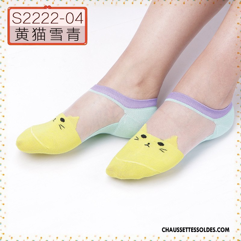 Bas Bas De Soie Femme Dessin Animé Chaussette De Noël Chaussette Courte Matelassé Cristal Printemps Jaune