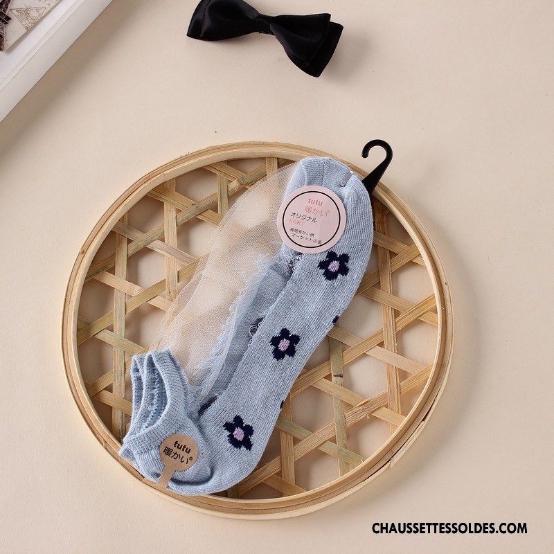 Bas Bas De Soie Femme Doux Chaussette Basse Coupée Nouvelles Arrivées Cristal Fleurs Été Blanc