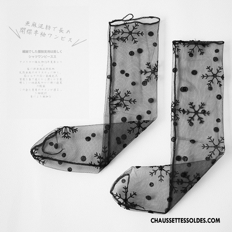 Bas Bas De Soie Femme Europe Nouvelles Arrivées Chaussette De Noël Printemps Réseau Courte Noir