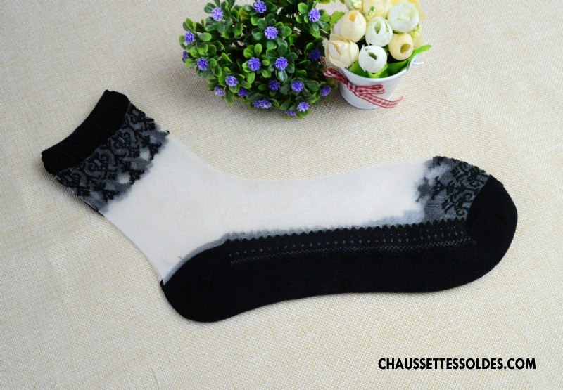 Bas Bas De Soie Femme Fleurs Chaussette Transparent Chaussette De Noël Cristal Matelassé Rose