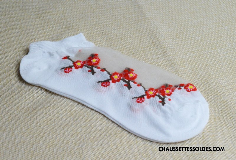 Bas Bas De Soie Femme Fleurs Chaussette Transparent Chaussette De Noël Cristal Matelassé Rose