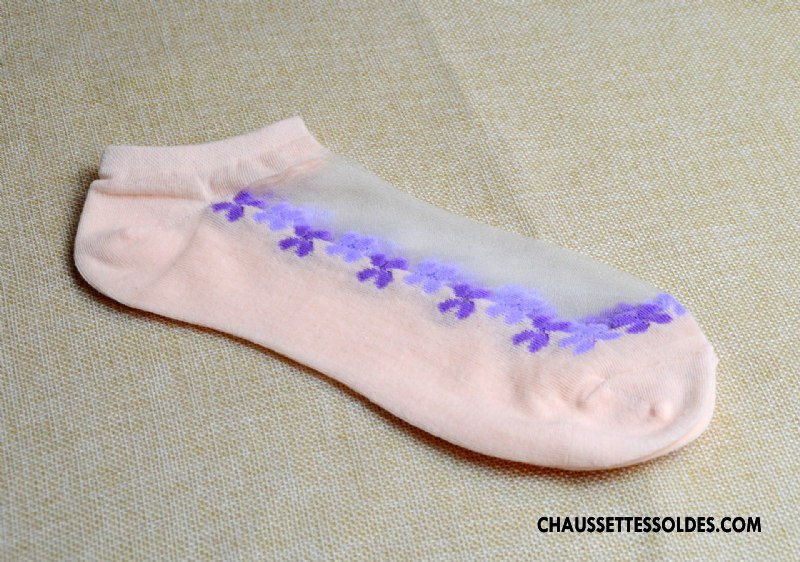 Bas Bas De Soie Femme Fleurs Chaussette Transparent Chaussette De Noël Cristal Matelassé Rose