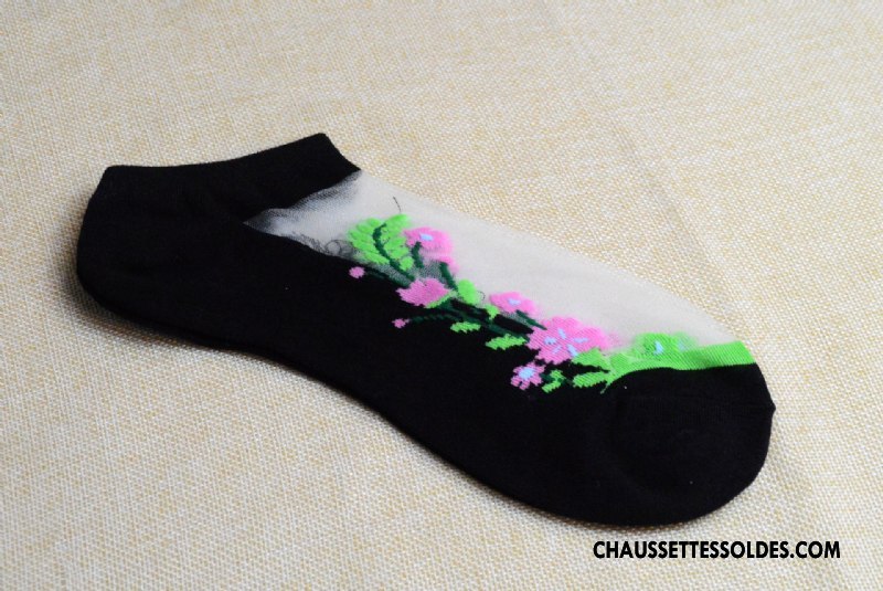 Bas Bas De Soie Femme Fleurs Chaussette Transparent Chaussette De Noël Cristal Matelassé Rose