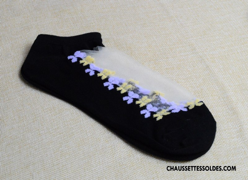 Bas Bas De Soie Femme Fleurs Chaussette Transparent Chaussette De Noël Cristal Matelassé Rose