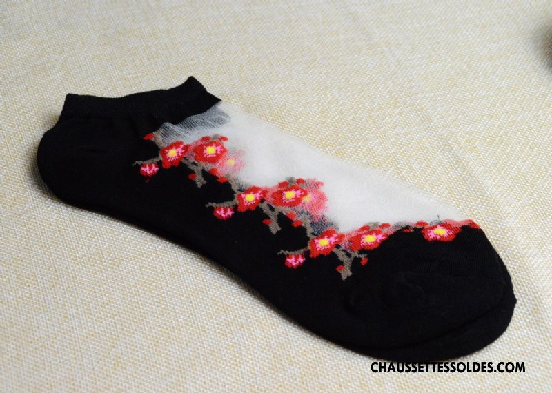 Bas Bas De Soie Femme Fleurs Chaussette Transparent Chaussette De Noël Cristal Matelassé Rose