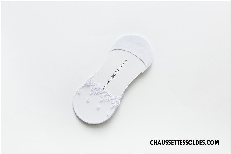 Bas Bas De Soie Femme Fleurs Coton Légère Respirant Matelassé Chaussette Blanc
