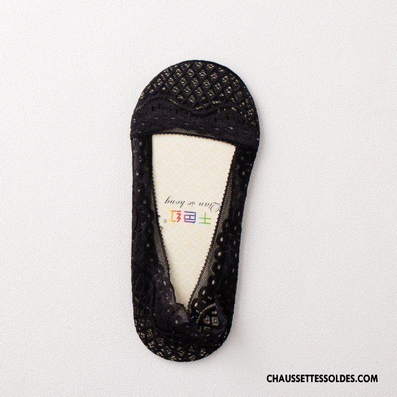Bas Bas De Soie Femme Grille Dentelle Chaussette Courte Chaussette Basse Coupée Printemps Silicone Blanc
