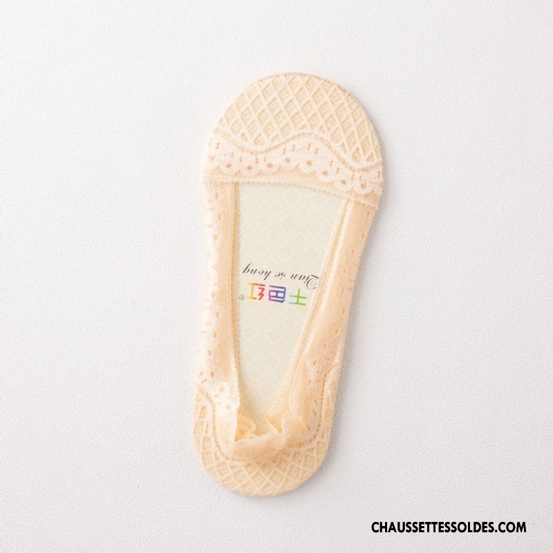 Bas Bas De Soie Femme Grille Dentelle Chaussette Courte Chaussette Basse Coupée Printemps Silicone Blanc