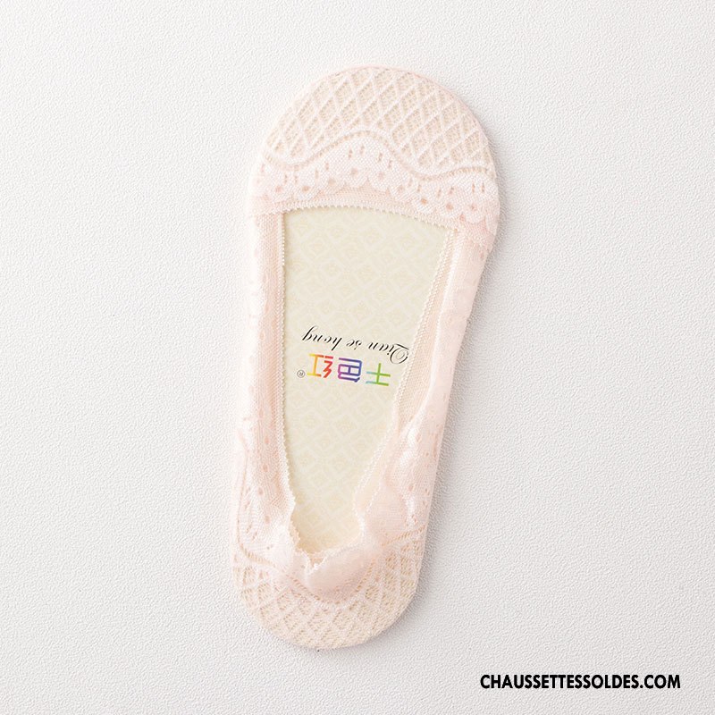 Bas Bas De Soie Femme Grille Dentelle Chaussette Courte Chaussette Basse Coupée Printemps Silicone Blanc