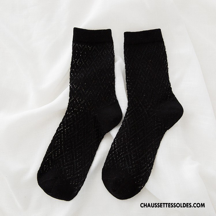 Bas Bas De Soie Femme Gros Creux Guipure L'automne Chaussettes En Coton Le Nouveau Engrener Blanc
