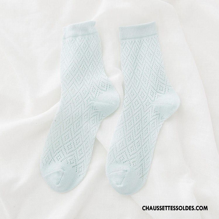 Bas Bas De Soie Femme Gros Creux Guipure L'automne Chaussettes En Coton Le Nouveau Engrener Blanc
