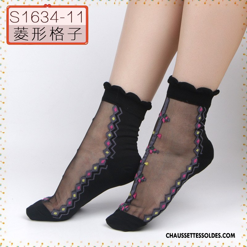 Bas Bas De Soie Femme Haute Qualité Ajouter Du Coton Chaussette De Noël Cristal Antidérapant Anti-off Noir