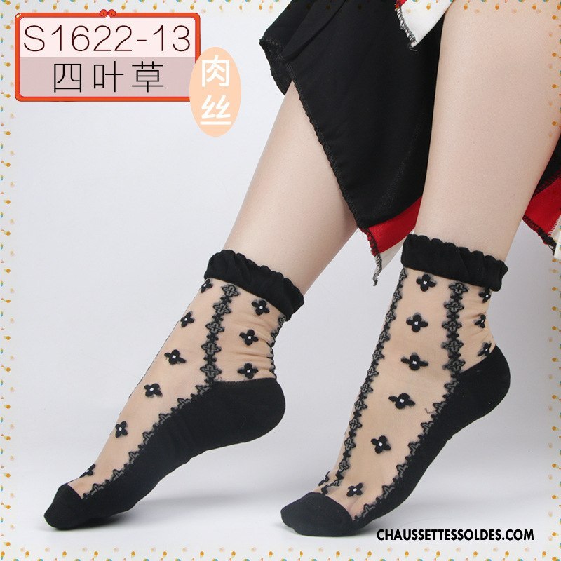 Bas Bas De Soie Femme Haute Qualité Ajouter Du Coton Chaussette De Noël Cristal Antidérapant Anti-off Noir