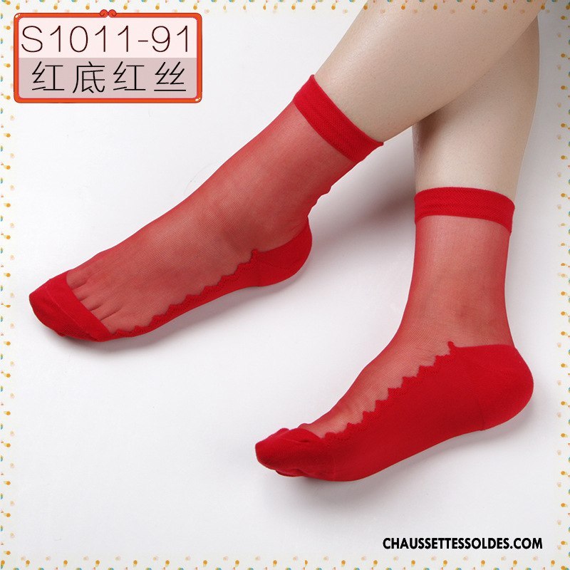 Bas Bas De Soie Femme Hiver Chaussette Nouveau Sexy Gros Chaussette De Noël Rouge