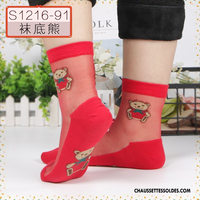Bas Bas De Soie Femme Hiver Chaussette Nouveau Sexy Gros Chaussette De Noël Rouge