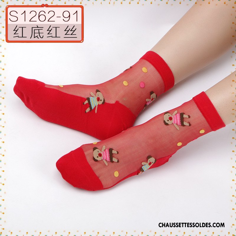 Bas Bas De Soie Femme Hiver Chaussette Nouveau Sexy Gros Chaussette De Noël Rouge