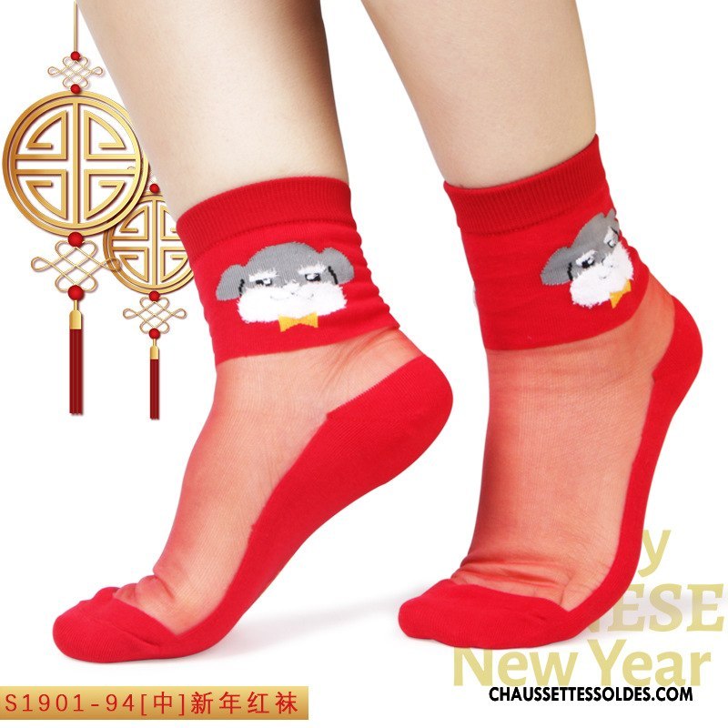 Bas Bas De Soie Femme Hiver Dessin Animé L'automne Chaussette Cristal Chaussette De Noël Noir Rouge Argent