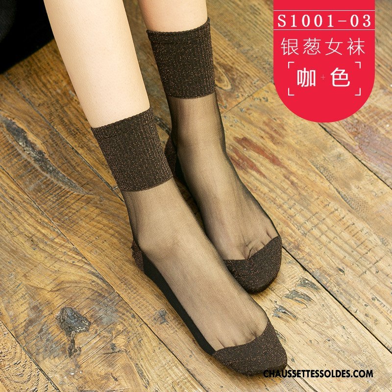 Bas Bas De Soie Femme Hiver Dessin Animé L'automne Chaussette Cristal Chaussette De Noël Noir Rouge Argent
