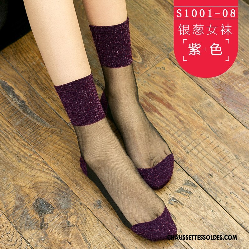 Bas Bas De Soie Femme Hiver Dessin Animé L'automne Chaussette Cristal Chaussette De Noël Noir Rouge Argent