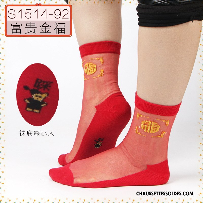 Bas Bas De Soie Femme Hiver Dessin Animé L'automne Chaussette Cristal Chaussette De Noël Noir Rouge Argent