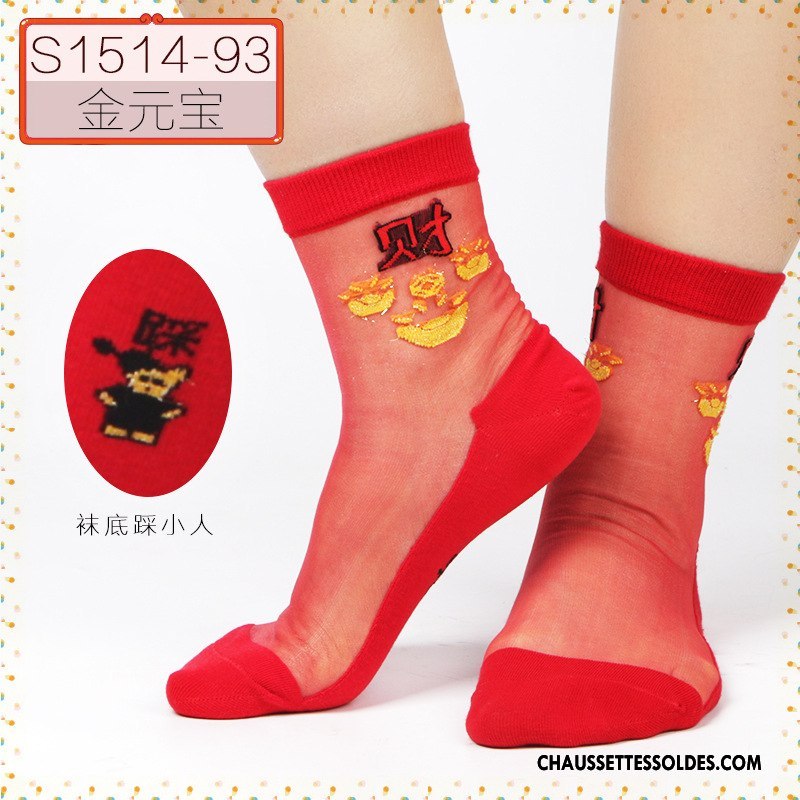 Bas Bas De Soie Femme Hiver Dessin Animé L'automne Chaussette Cristal Chaussette De Noël Noir Rouge Argent