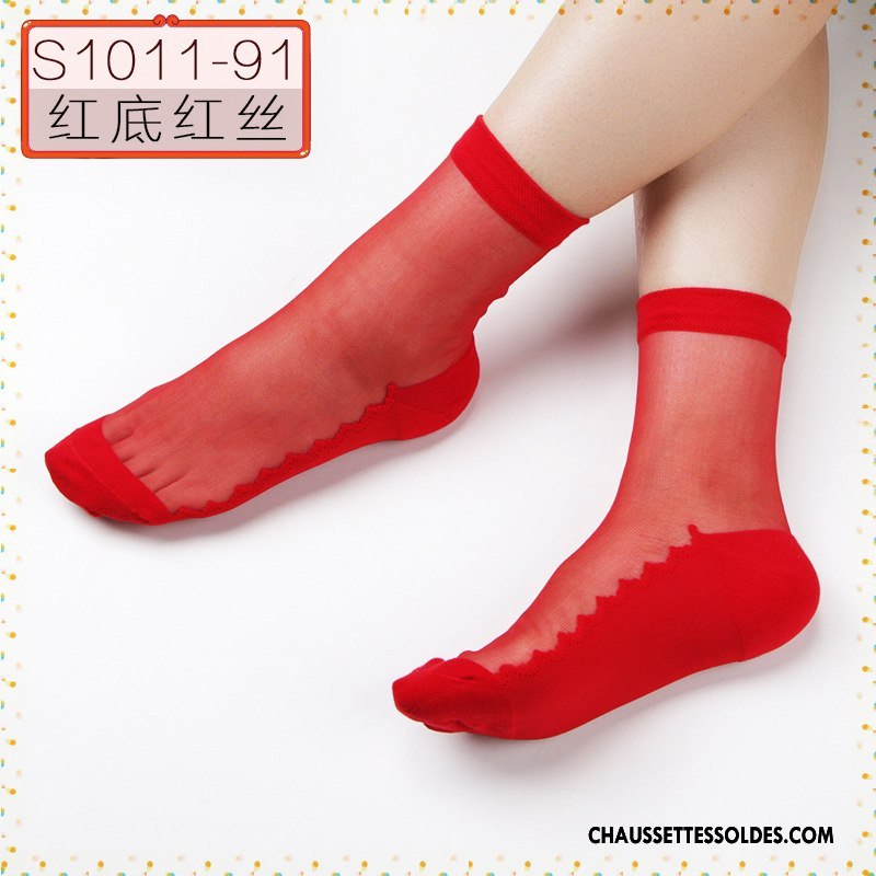 Bas Bas De Soie Femme Hiver Dessin Animé L'automne Chaussette Cristal Chaussette De Noël Noir Rouge Argent