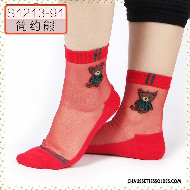 Bas Bas De Soie Femme Hiver Dessin Animé L'automne Chaussette Cristal Chaussette De Noël Noir Rouge Argent