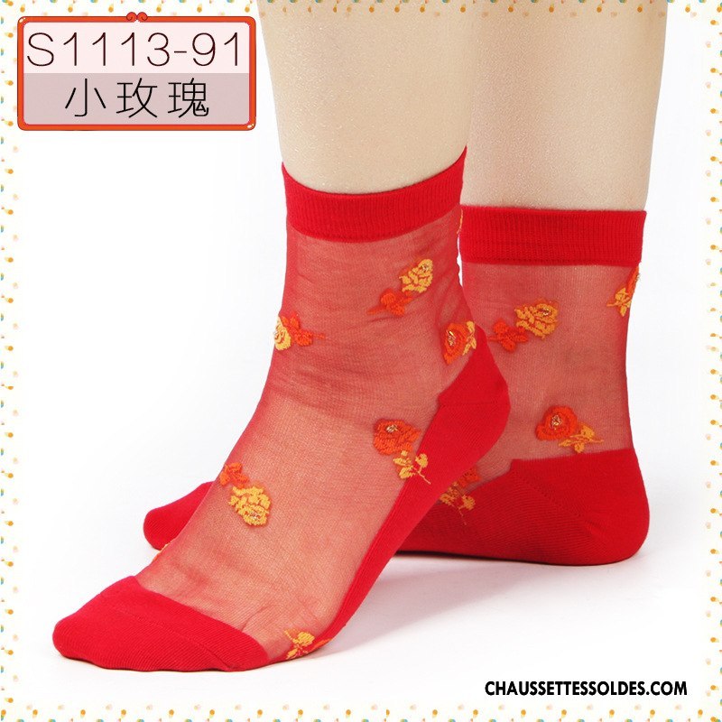 Bas Bas De Soie Femme Hiver Dessin Animé L'automne Chaussette Cristal Chaussette De Noël Noir Rouge Argent