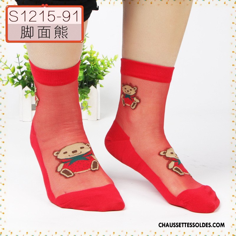 Bas Bas De Soie Femme Hiver Dessin Animé L'automne Chaussette Cristal Chaussette De Noël Noir Rouge Argent
