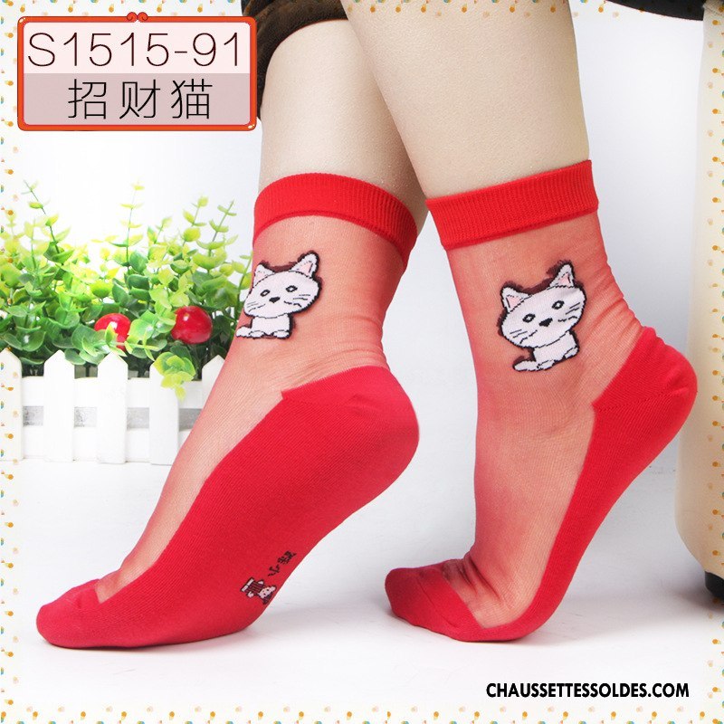Bas Bas De Soie Femme Hiver Dessin Animé L'automne Chaussette Cristal Chaussette De Noël Noir Rouge Argent