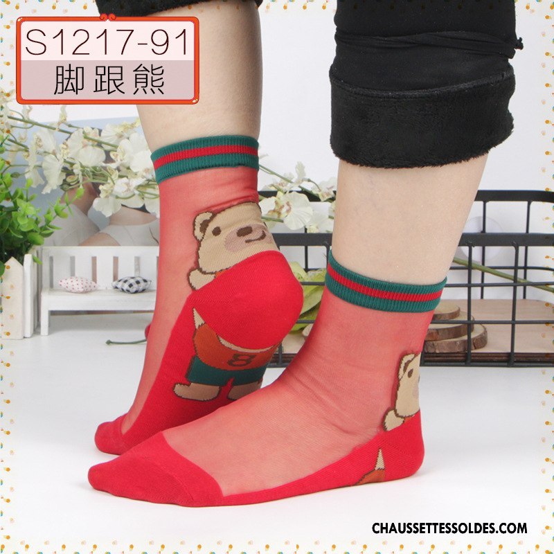 Bas Bas De Soie Femme Hiver Dessin Animé L'automne Chaussette Cristal Chaussette De Noël Noir Rouge Argent