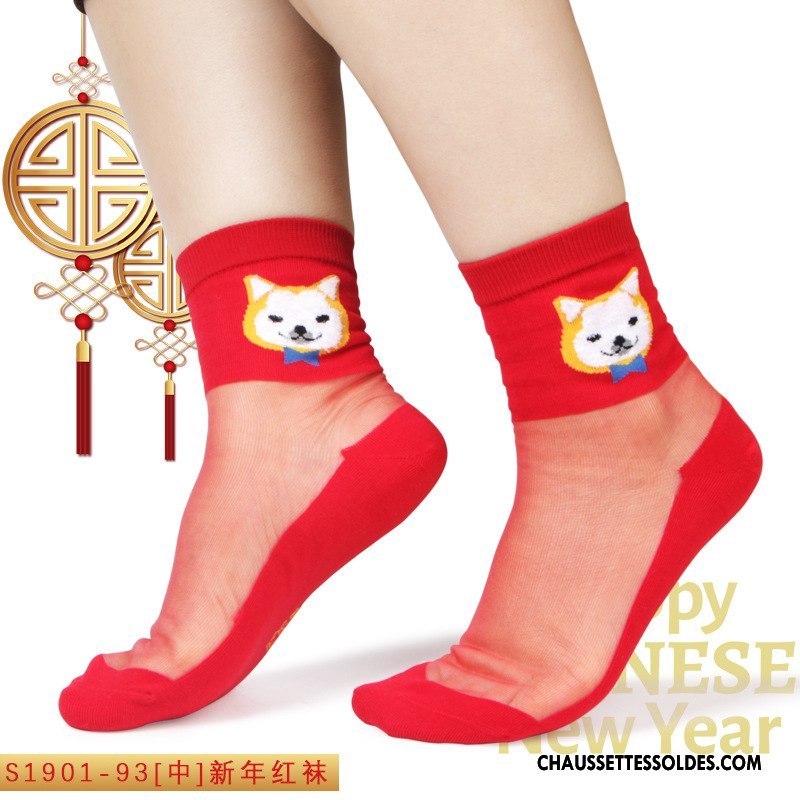 Bas Bas De Soie Femme Hiver Dessin Animé L'automne Chaussette Cristal Chaussette De Noël Noir Rouge Argent